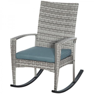 Schaukelstuhl Schwingsessel Gartenstuhl mit Kissen, Polyrattan+Metall