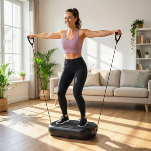 Vibrationsplatte mit Fernbedienung Muskelaufbau LED schwarz