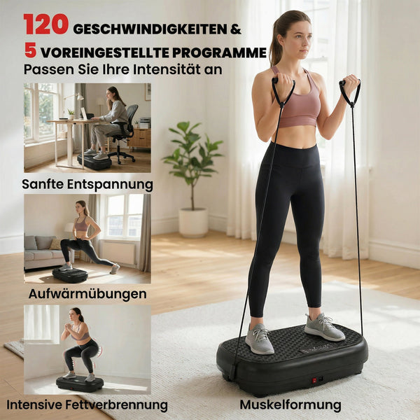 Vibrationsplatte mit Fernbedienung Muskelaufbau LED schwarz
