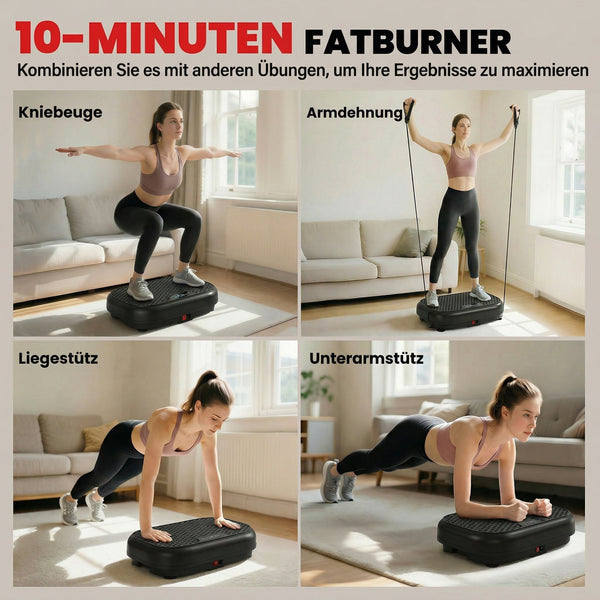 Vibrationsplatte mit Fernbedienung Muskelaufbau LED schwarz