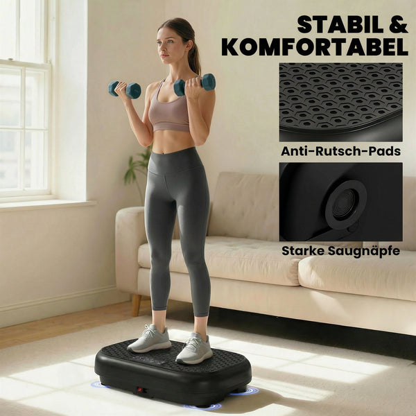 Vibrationsplatte mit Fernbedienung Muskelaufbau LED schwarz