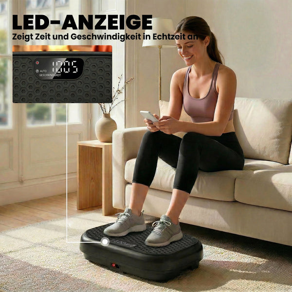 Vibrationsplatte mit Fernbedienung Muskelaufbau LED schwarz