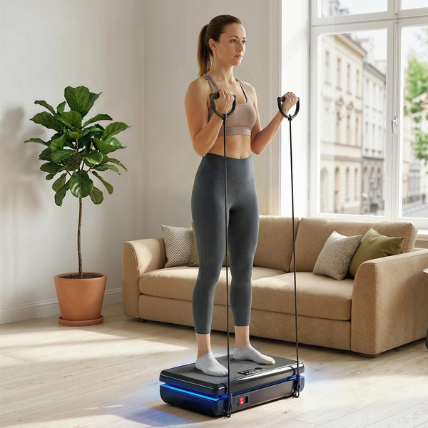 Vibrationsplatte Fitnessgerät rutschfest mit Widerstandsbändern