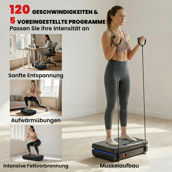Vibrationsplatte Fitnessgerät rutschfest mit Widerstandsbändern
