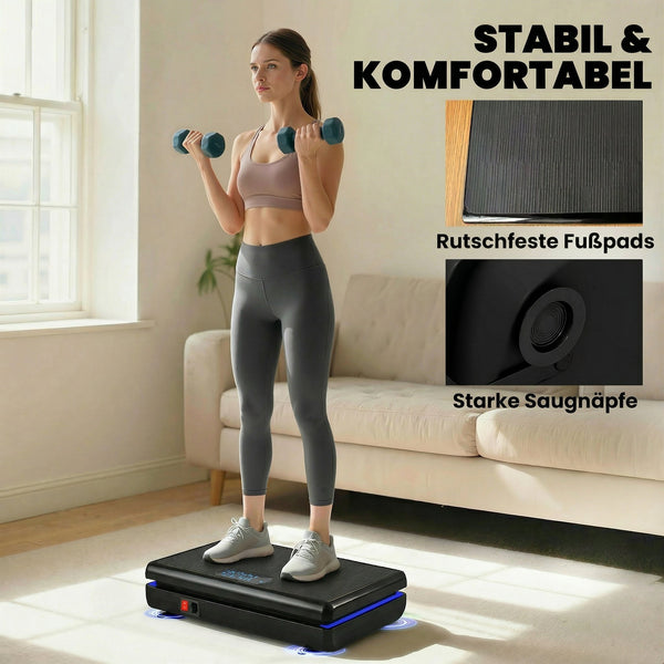 Vibrationsplatte Fitnessgerät rutschfest mit Widerstandsbändern