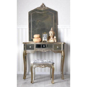 SCHMINKTISCH MIT HOCKER VERSPIEGELT FRISIERTISCH SPIEGELKONSOLE VINTAGE WANDTISCH