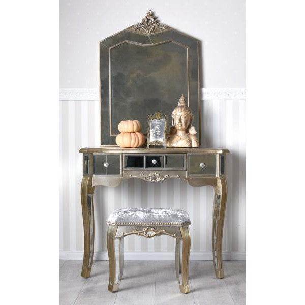 SCHMINKTISCH MIT HOCKER VERSPIEGELT FRISIERTISCH SPIEGELKONSOLE VINTAGE WANDTISCH
