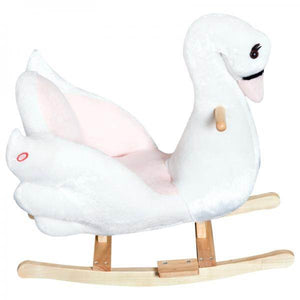 Schaukelpferd Baby Schaukeltier Schwan mit Musik Spielzeug Plüsch Rosa+Weiss
