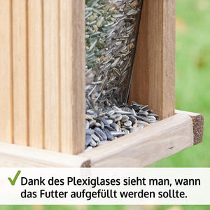 Vogelfutterhaus Grünspitz mit Plexiglasscheiben & Aufhängung