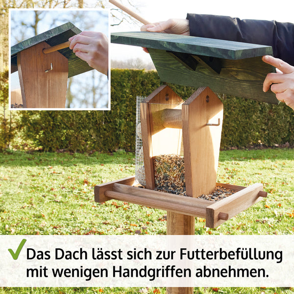 Vogelhäuschen mit Ständer wetterfest dekorativ & ideal zur Vogelfütterung