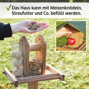 Vogelhäuschen mit Ständer wetterfest dekorativ & ideal zur Vogelfütterung