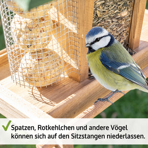 Vogelhäuschen mit Ständer wetterfest dekorativ & ideal zur Vogelfütterung