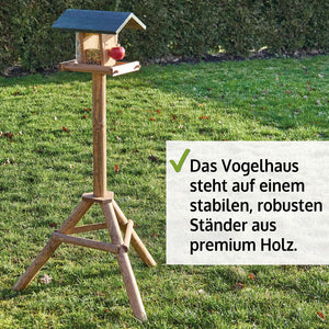 Vogelhäuschen mit Ständer wetterfest dekorativ & ideal zur Vogelfütterung