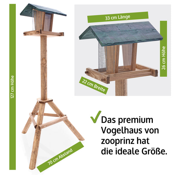 Vogelhäuschen mit Ständer wetterfest dekorativ & ideal zur Vogelfütterung