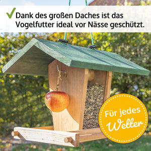Vogelhaus Futterküche wetterfest aus Holz & mit Dach zum Befüllen