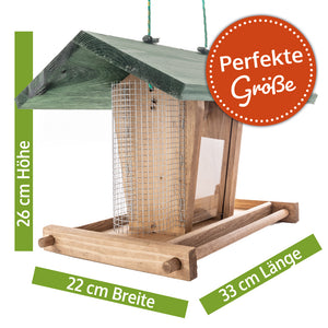 Vogelhaus Futterküche wetterfest aus Holz & mit Dach zum Befüllen