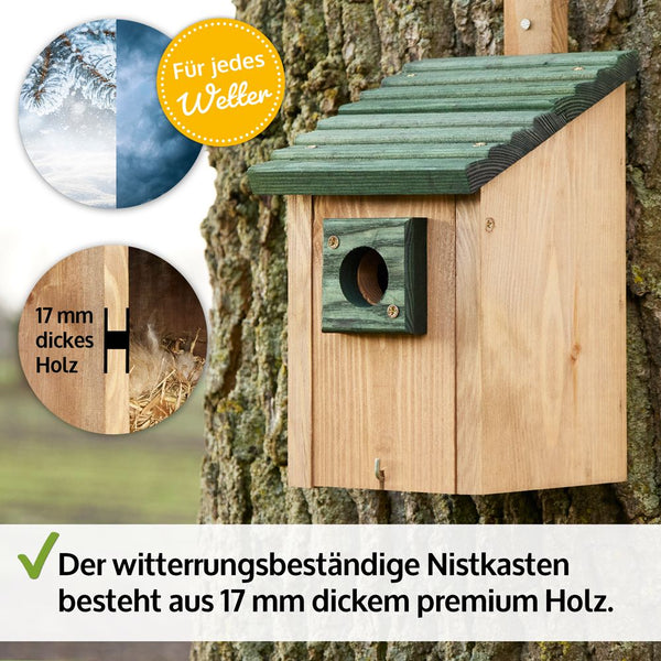 Vogelhaus Nistkasten NaturNest Pultdach – wetterfest & robust für Wildvögel