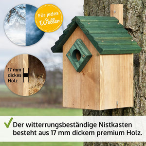 Vogelhaus Nistkasten NaturNest Satteldach – wetterfest & robust für Wildvögel