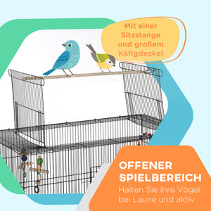 Vogelkäfig mit Ablage & Rollen herausnehmbar Schwarz