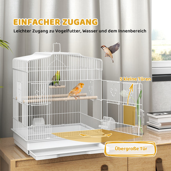 Vogelkäfig vintage Design für kleine Vögel mit Zubehör Holz weiss