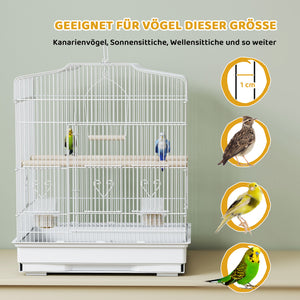 Vogelkäfig vintage Design für kleine Vögel mit Zubehör Holz weiss