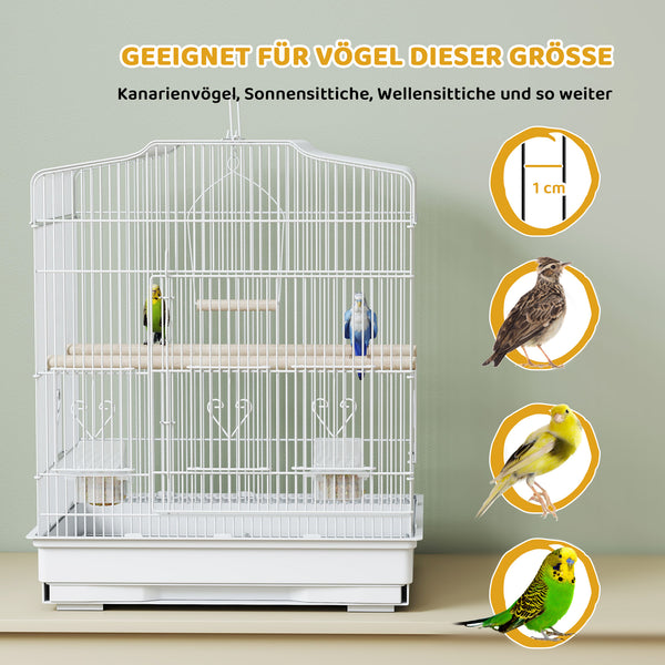 Vogelkäfig vintage Design für kleine Vögel mit Zubehör Holz weiss