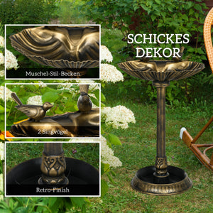 Vogeltränke Vogelbad für Garten antiker Look Kunststoff bronzefarben