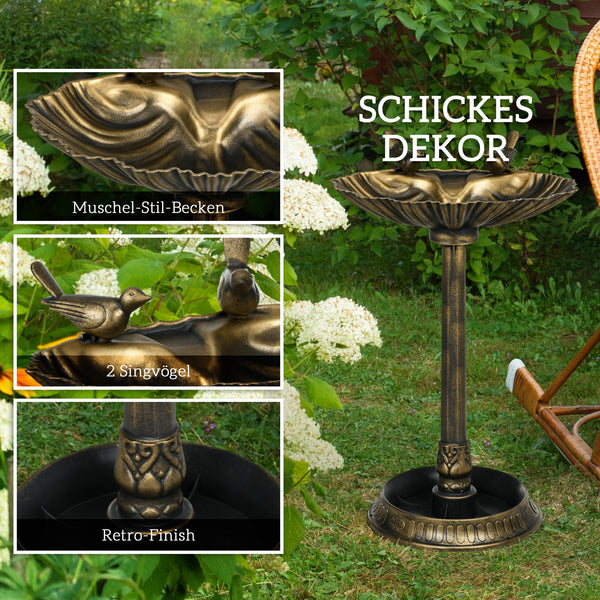 Vogeltränke Vogelbad für Garten antiker Look Kunststoff bronzefarben