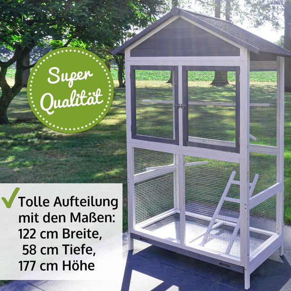 Vogelvoliere Aria – wetterfest, gross & pflegeleicht für Balkon & Garten
