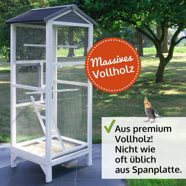 Vogelvoliere Aria – wetterfest, gross & pflegeleicht für Balkon & Garten