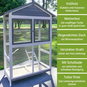 Vogelvoliere Aria – wetterfest, gross & pflegeleicht für Balkon & Garten