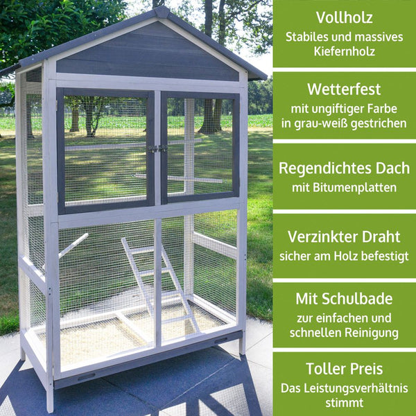 Vogelvoliere Aria – wetterfest, gross & pflegeleicht für Balkon & Garten