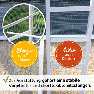Vogelvoliere Aria – wetterfest, gross & pflegeleicht für Balkon & Garten