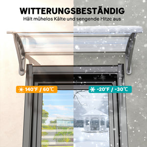 Vordach für Haustür und Fenster 100x75cm silber