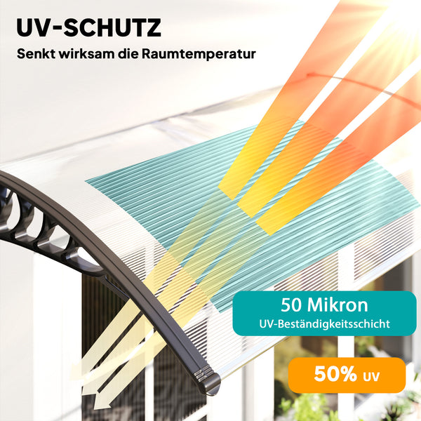 Vordach wetterfest UV-beständig für Eingang 90x150cm weiss