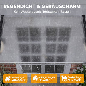 Vordach wetterfest UV-beständig für Eingang 90x150cm weiss