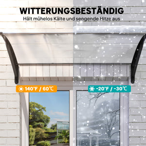 Vordach wetterfest UV-beständig für Eingang 90x150cm weiss