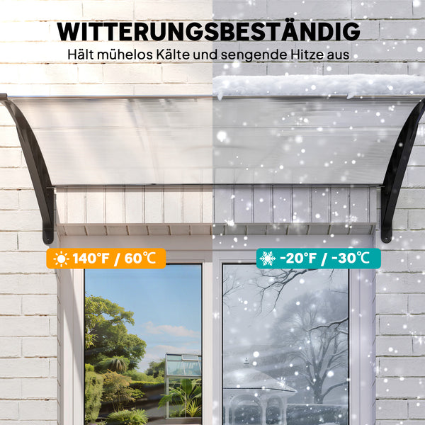 Vordach wetterfest UV-beständig für Eingang 90x150cm weiss