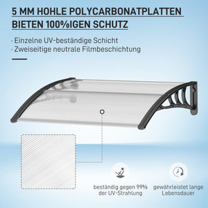Vordach Haustür Polycarbonat 75x100cm Transparent