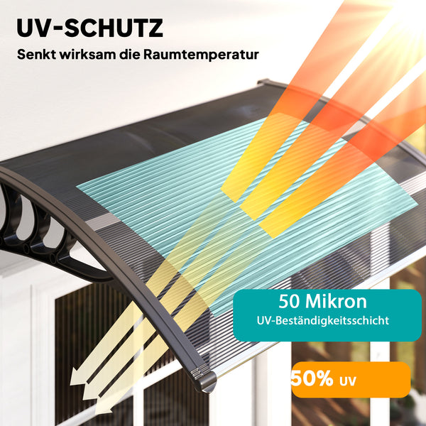 Vordach Überdachung für Haustür und Fenster wetterfest schwarz