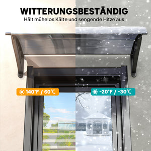 Vordach Überdachung für Haustür und Fenster wetterfest schwarz