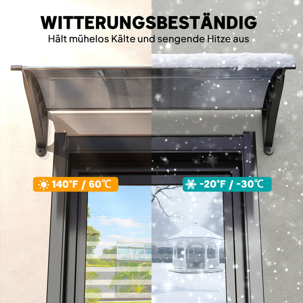 Vordach Überdachung für Haustür und Fenster wetterfest schwarz