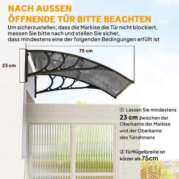 Vordach Überdachung für Haustür und Fenster wetterfest schwarz
