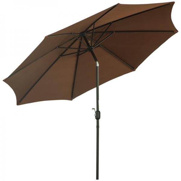 Sonnenschirm Knickschirm Gartenschirm mit Handkurbel Stahl 180/? Polyester Braun Ø3 x 2,45 m