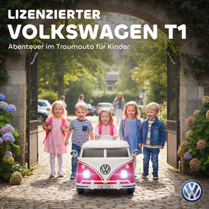 Kinder Elektroauto VW Bully 12V mit MP3 Doppelmotor und Hupe rot