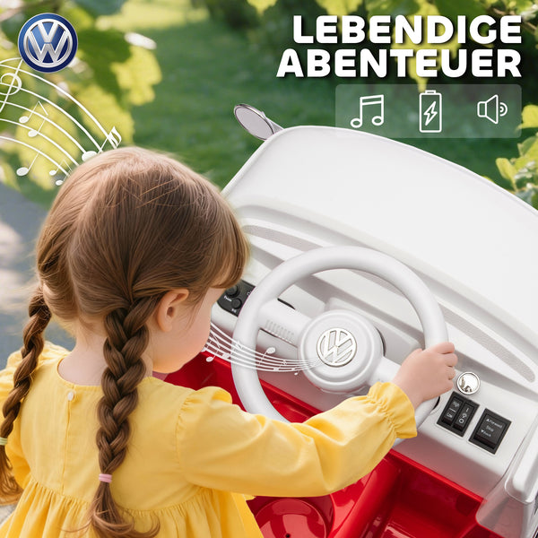 Kinder Elektroauto VW Bully 12V mit MP3 Doppelmotor und Hupe rot