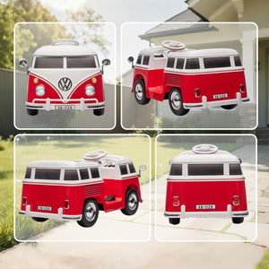 Kinder Elektroauto VW Bully 12V mit MP3 Doppelmotor und Hupe rot