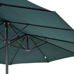 Sonnenschirm mit Handkurbel Gartenschirm Marktschirm Doppel 460x270cm Dunkelgrün