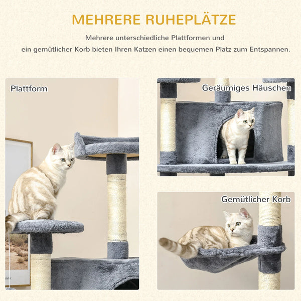 Pawhut Kratzbaum Sisal Höhle 60 x 60 x 200 cm