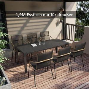 Gartentisch Aluminium Terrasse Holz-Kunststoff Polyholz schwarz